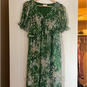 Lauren Conrad green puff sleeve dress